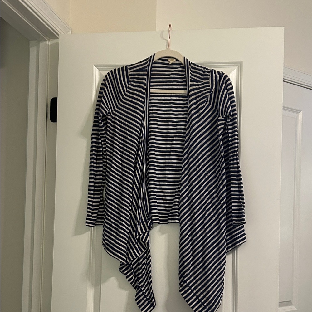 J. Crew Navy and White Striped Cardigan